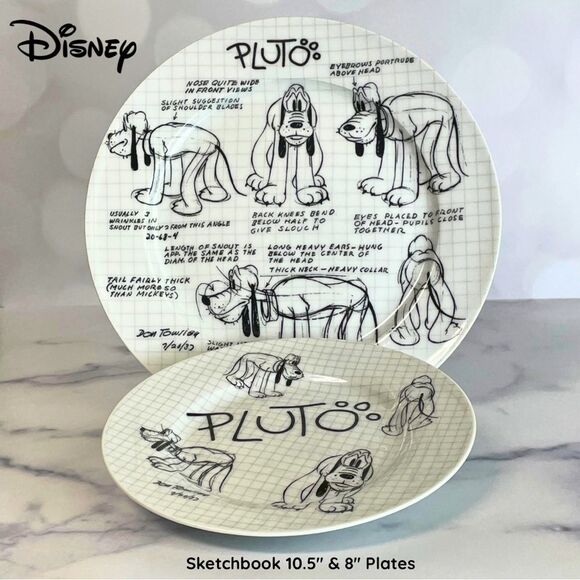 Disney Sketch Book Pluto Plates 10.5"& 8" - Picture 1 of 11